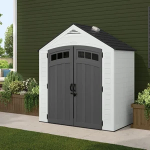 Suncast 84 in. W x 48 in. D Resin Storage Shed with Double Doors, Made in the USA